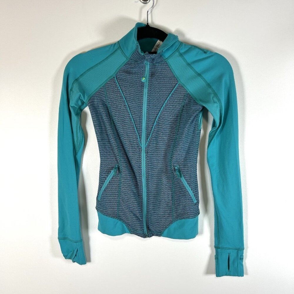 IVIVVA by Lululemon teal zip up athletic‎ jacket girls size 10 Workout
